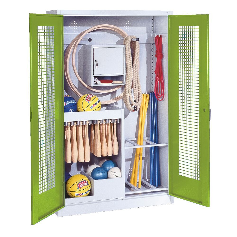 C+P Geräteschrank Sportgeräteschrank mit Lochblech-Flügeltüren (Typ 1), HxBxT 195x120... Universallösung mit unterschiedlichen Modulen