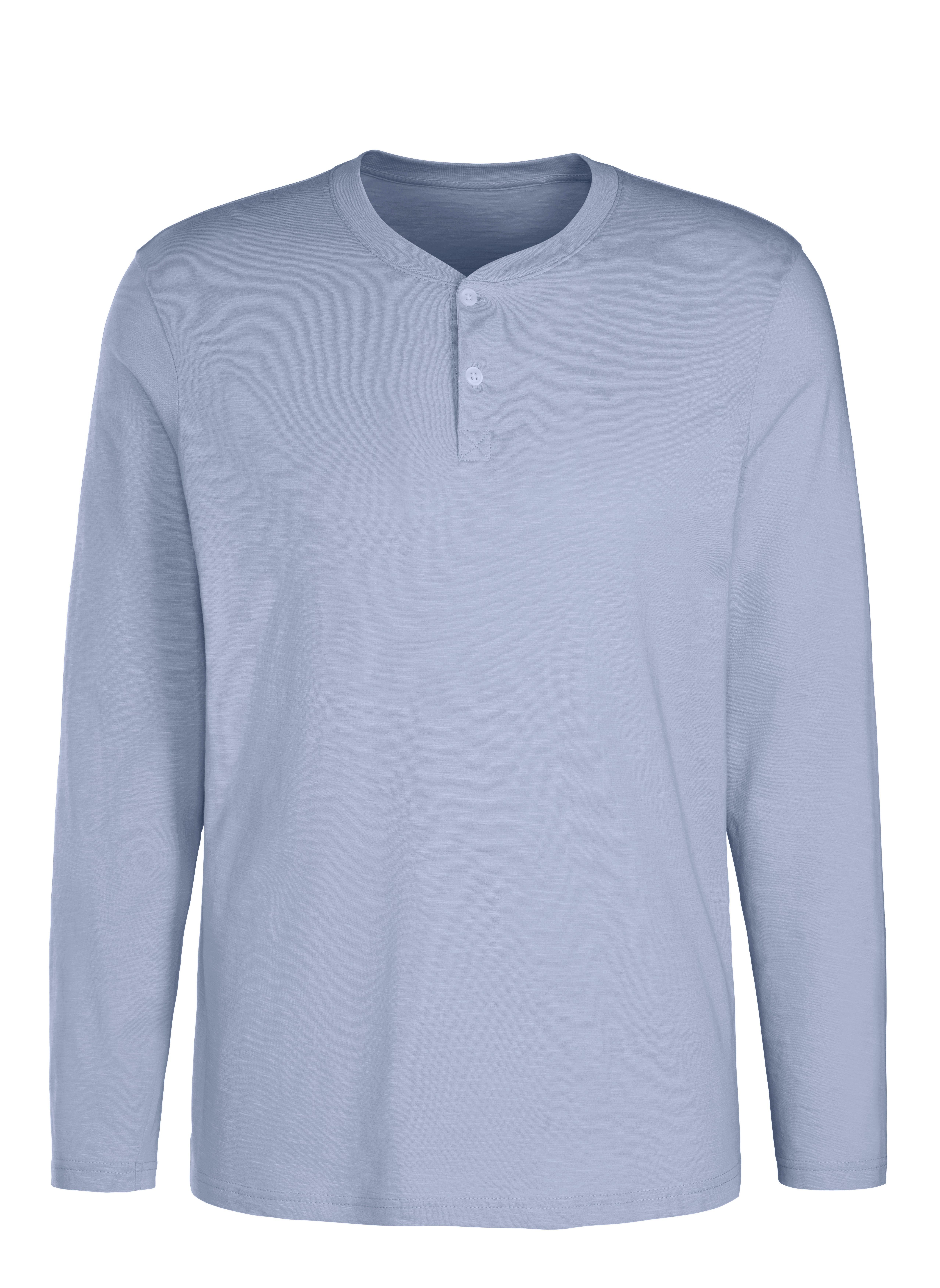 H.I.S Henleyshirt, Langarm, Shirt mit Knopfleiste aus strukturierter Baumwo günstig online kaufen