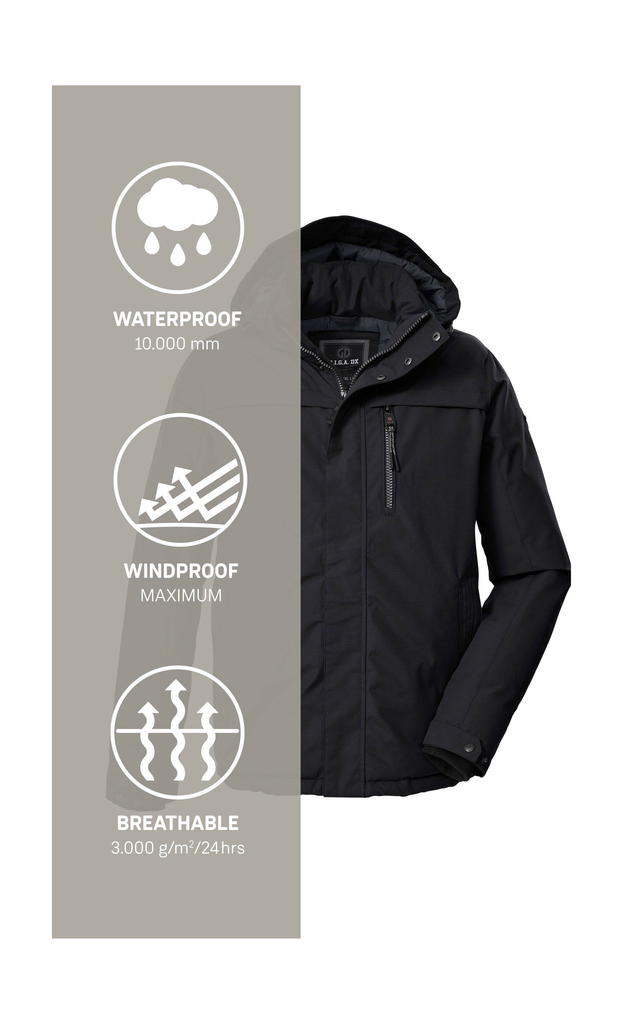 G.I.G.A. DX by killtec Funktionsjacke GW 39 MN JCKT Wasserdichte, atmungsaktive Winterjacke mit verstellbarer Kapuze