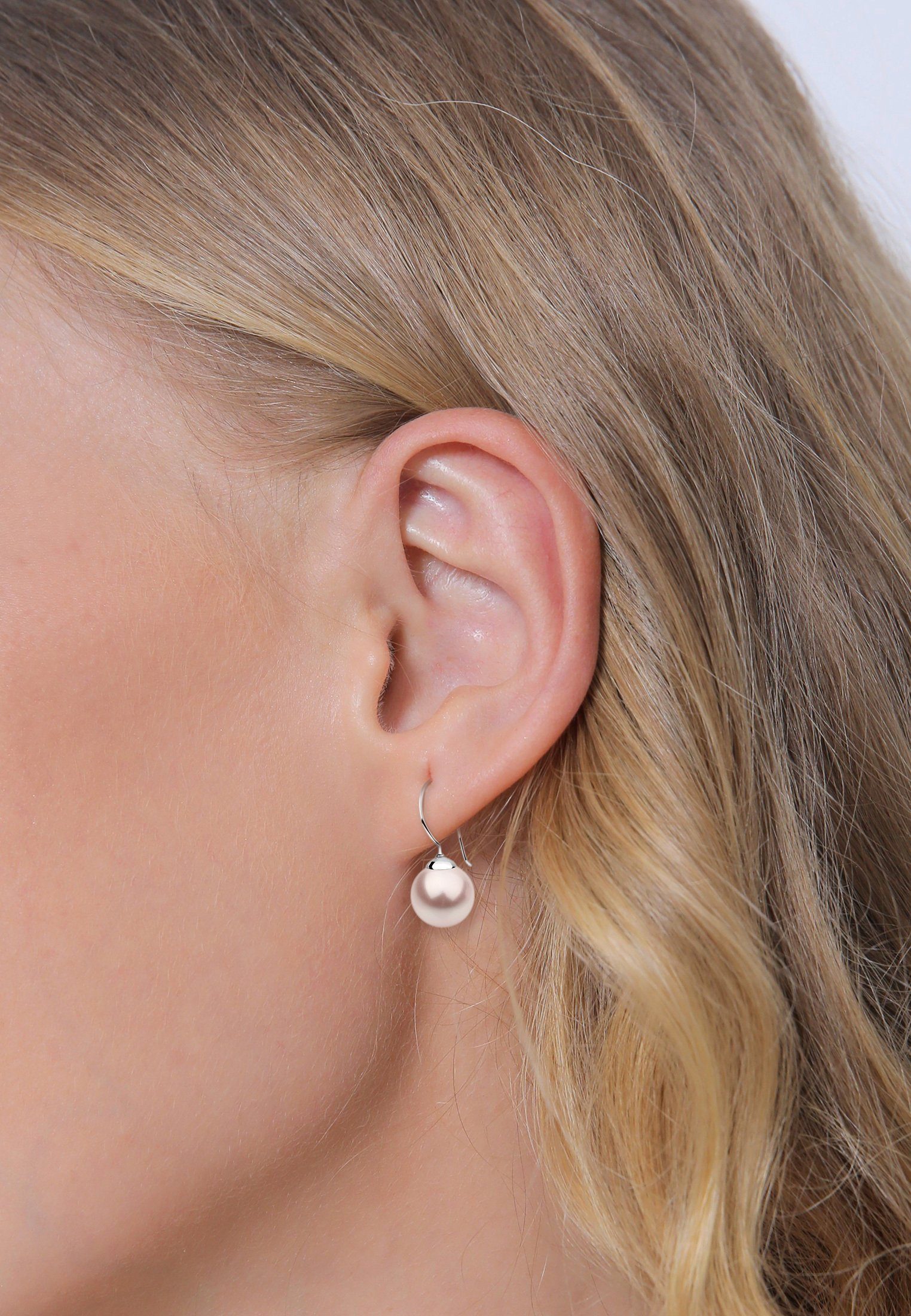 Nenalina Paar Ohrhänger Hänger Basic Synthetische Perle 925 Silber