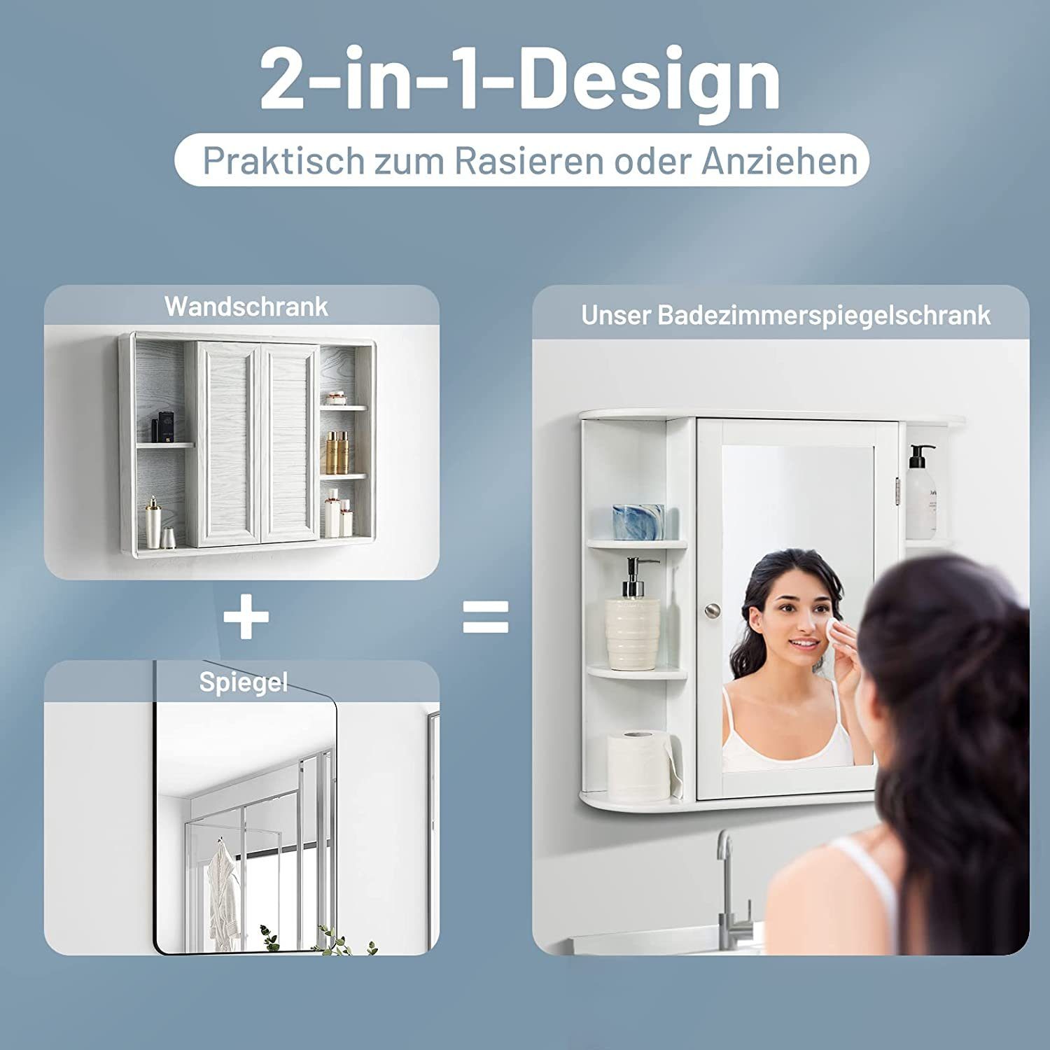 COSTWAY Spiegelschrank Badezimmerschrank mit Spiegeltür&Ablagen, hängend günstig online kaufen