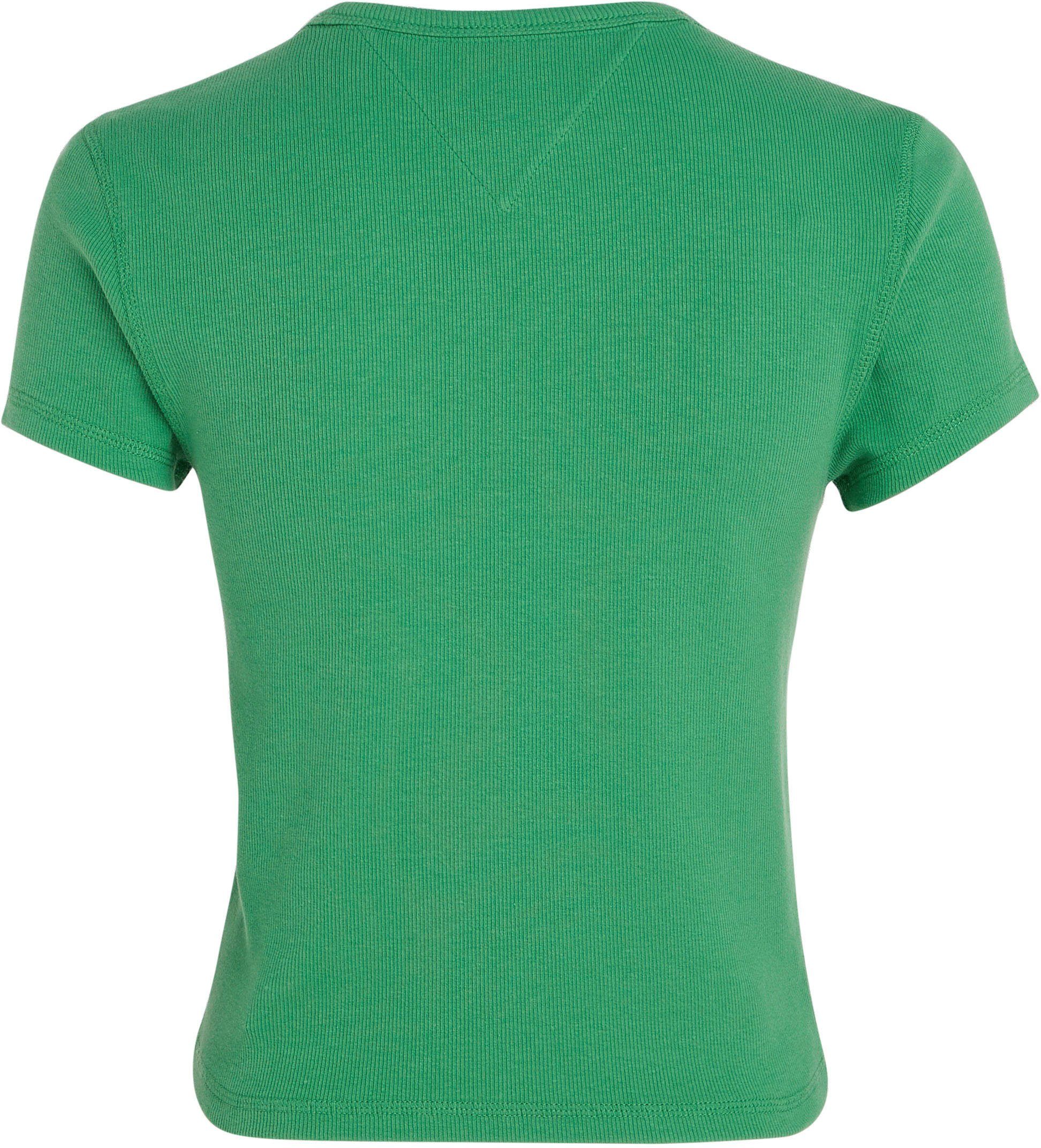 Tommy Jeans T-Shirt TJW mit BBY RIB BADGE XS Coastal-Green Logo-Badge