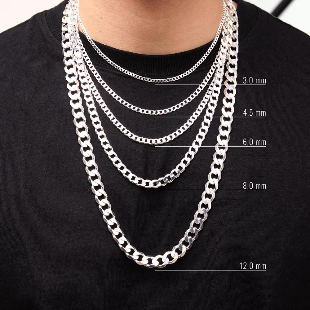 JEWLIX Panzerkette 925 Silber Panzerkette 3mm Damen Herren von JEWLIX PK0030 (50cm)