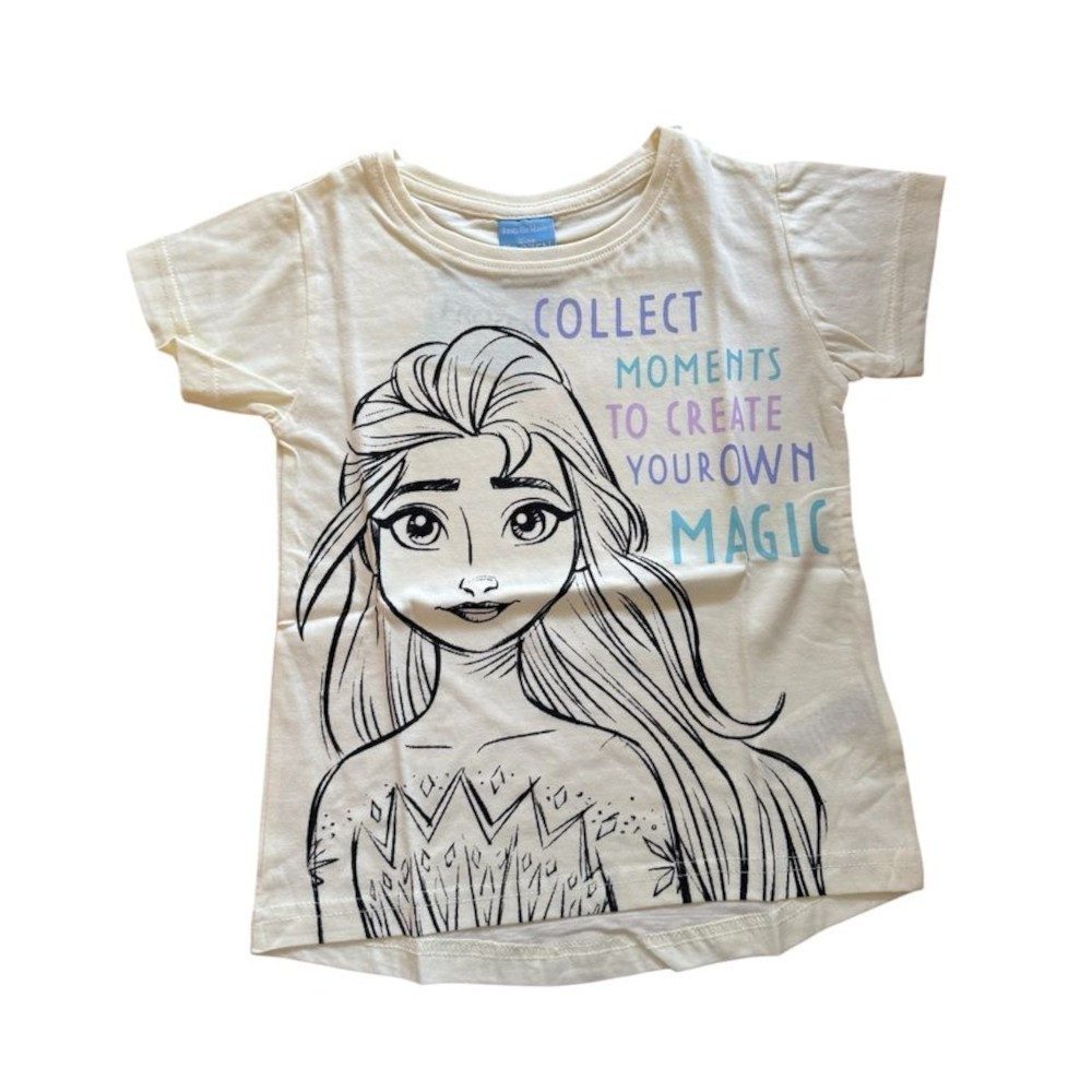 Disney Frozen T-Shirt Elsa-Kurzarm-Shirt für Mädchen, Gelb oder Grau, Größen 104-134