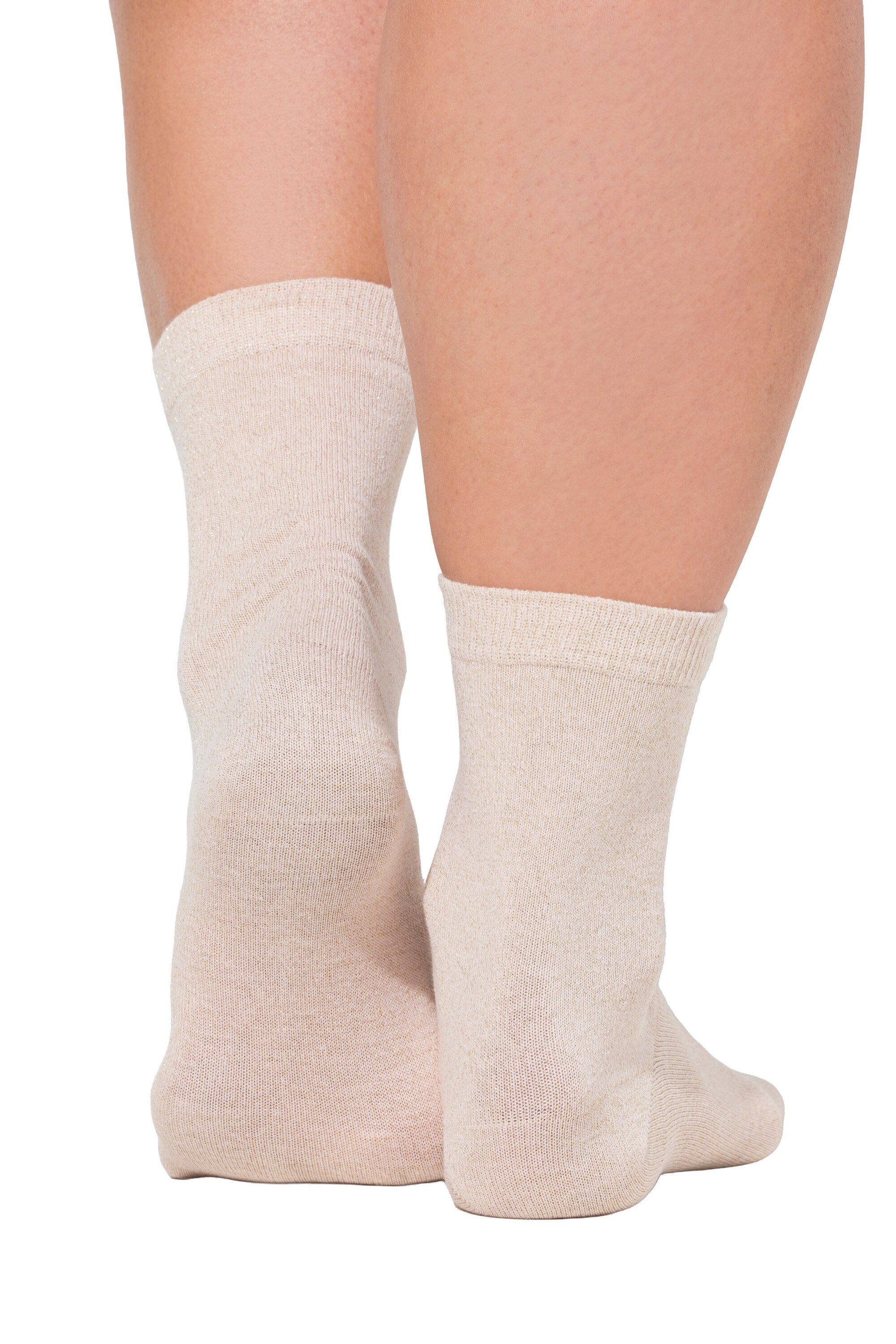 Ulla Popken Kuschelsocken Strümpfe 3er-Pack Glitzereffekt Rippbündchen