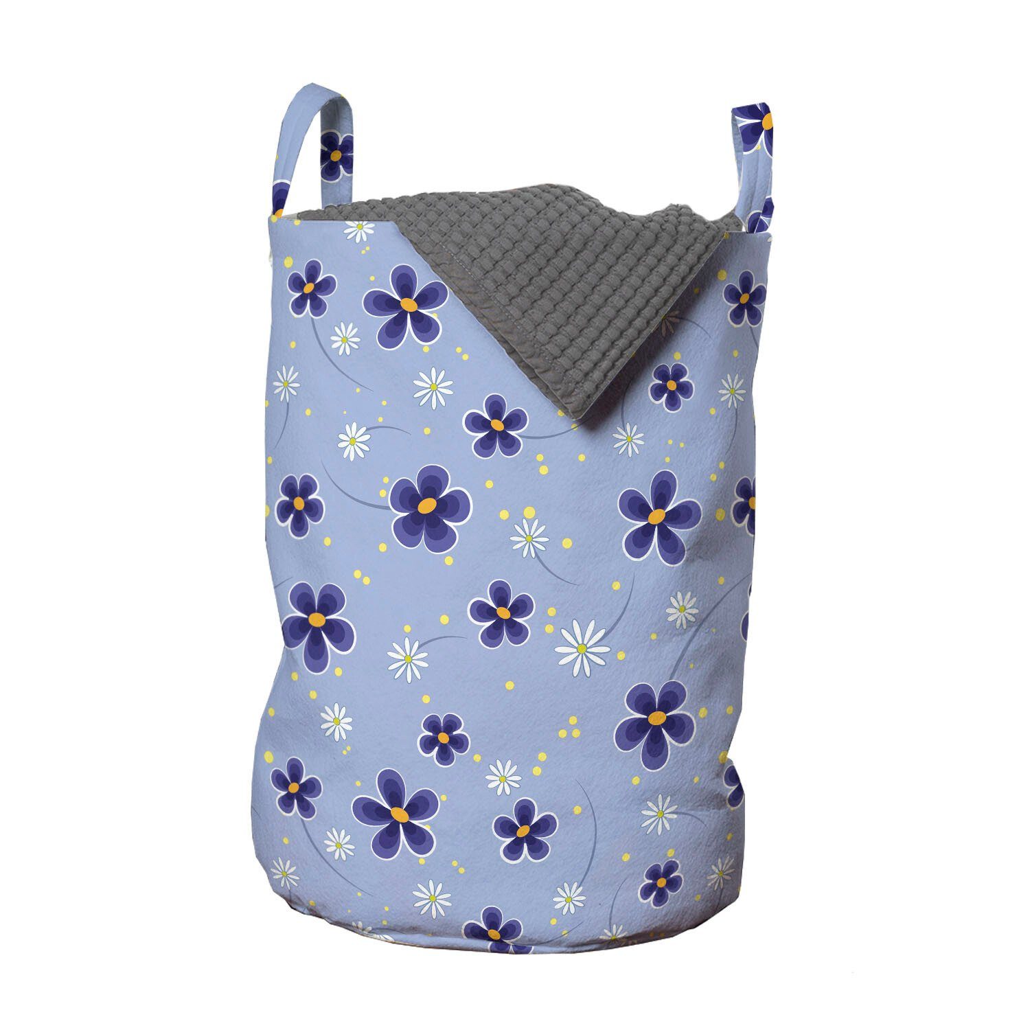 Abakuhaus Wäschesäckchen Wäschekorb mit Griffen Kordelzugverschluss für Waschsalons, Blumen Frühlings-Blumen-Tupfen