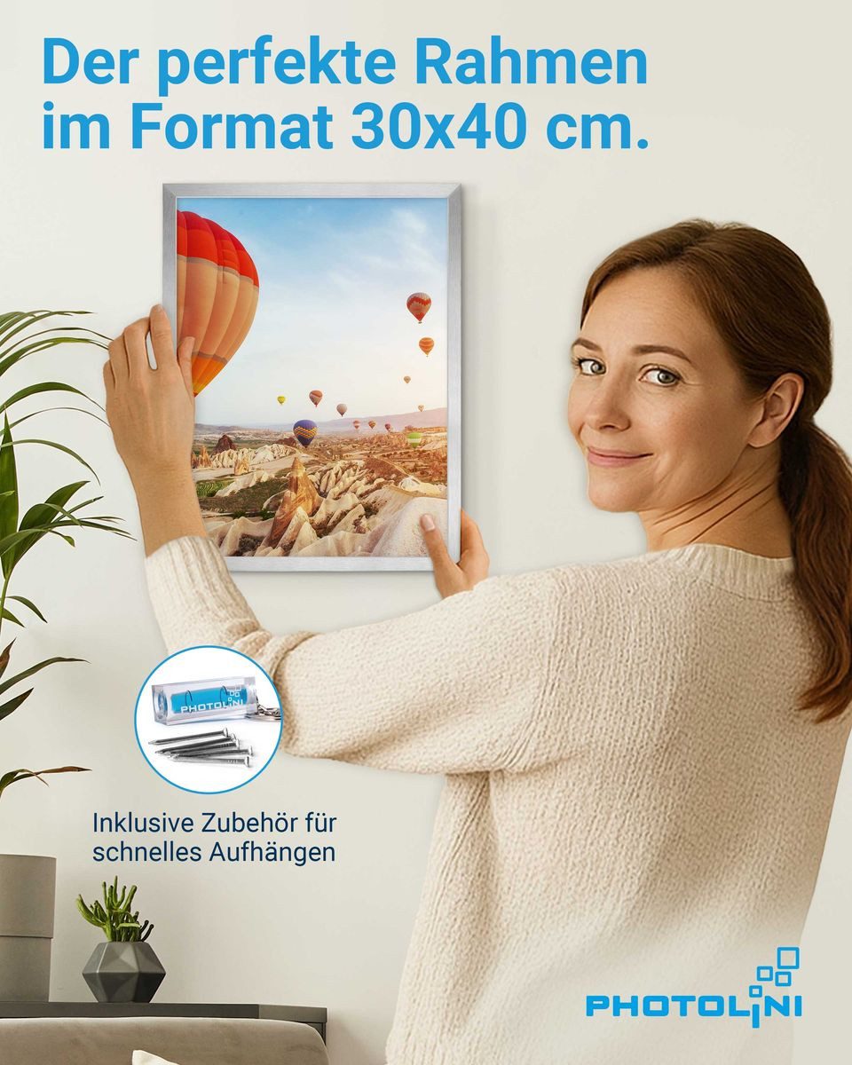 PHOTOLINI Bilderrahmen 3er Set modern mit bruchsicherem Acrylglas, Holz MDF, Fotos & Poster, für 3 Bilder (3er Set), Posterrahmen 30x40 cm zum Aufhängen