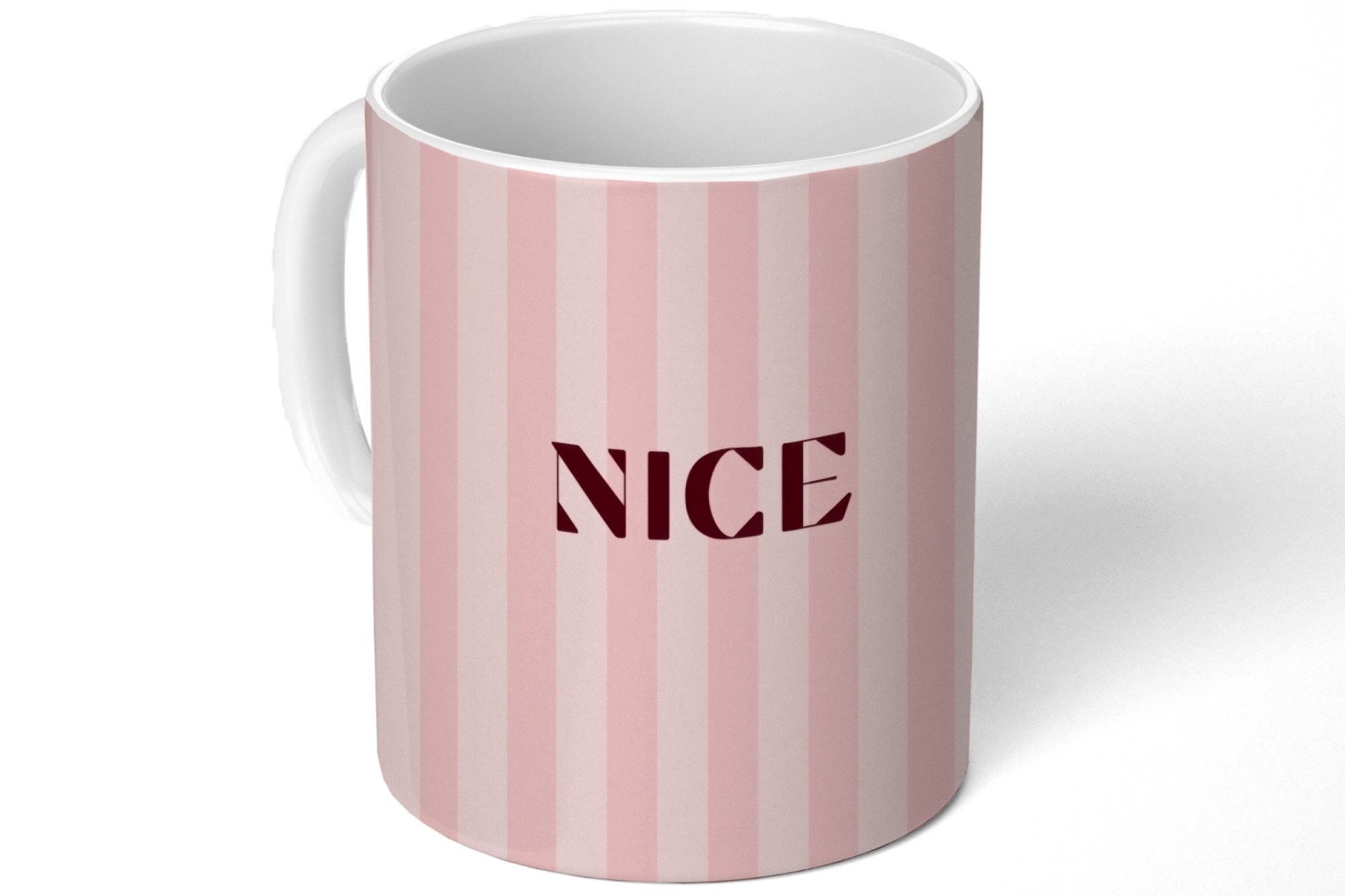 MuchoWow Tasse Hübsch - Streifen - Rosa, 1-tlg., Keramik, Kaffeetassen, Teetasse, Becher, Kaffeebecher, Geschenk