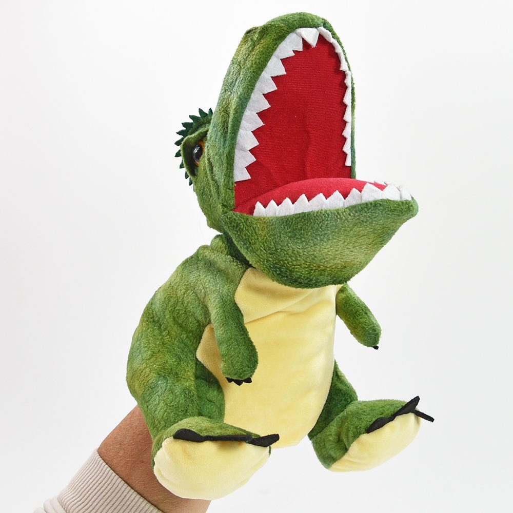 Kögler Handpuppe T-Rex Dino Plüsch Puppe Dinosaurier Spielzeug 30 cm grün