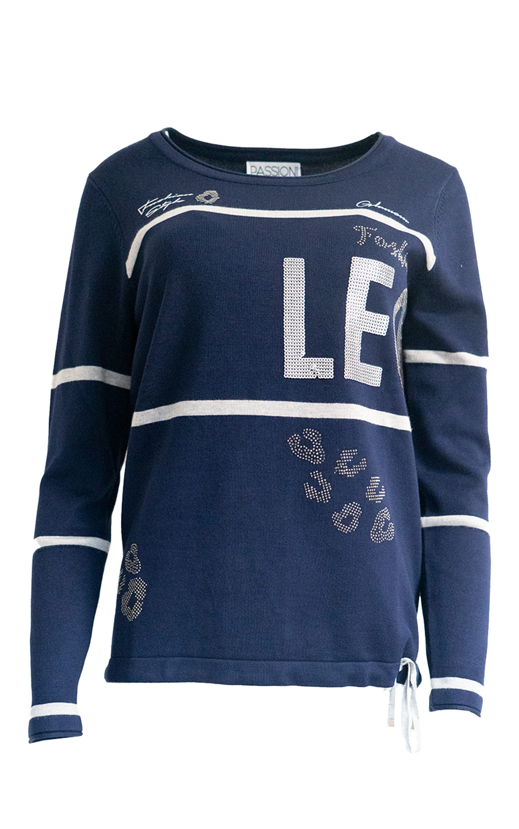 Passioni Strickpullover mit „Leo“-Textdruck günstig online kaufen