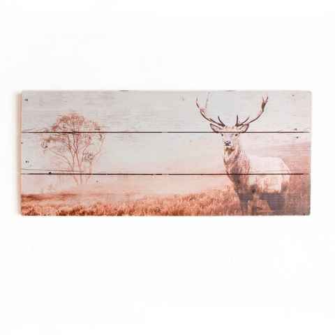 Art for the home Holzbild Stag, Hirsche