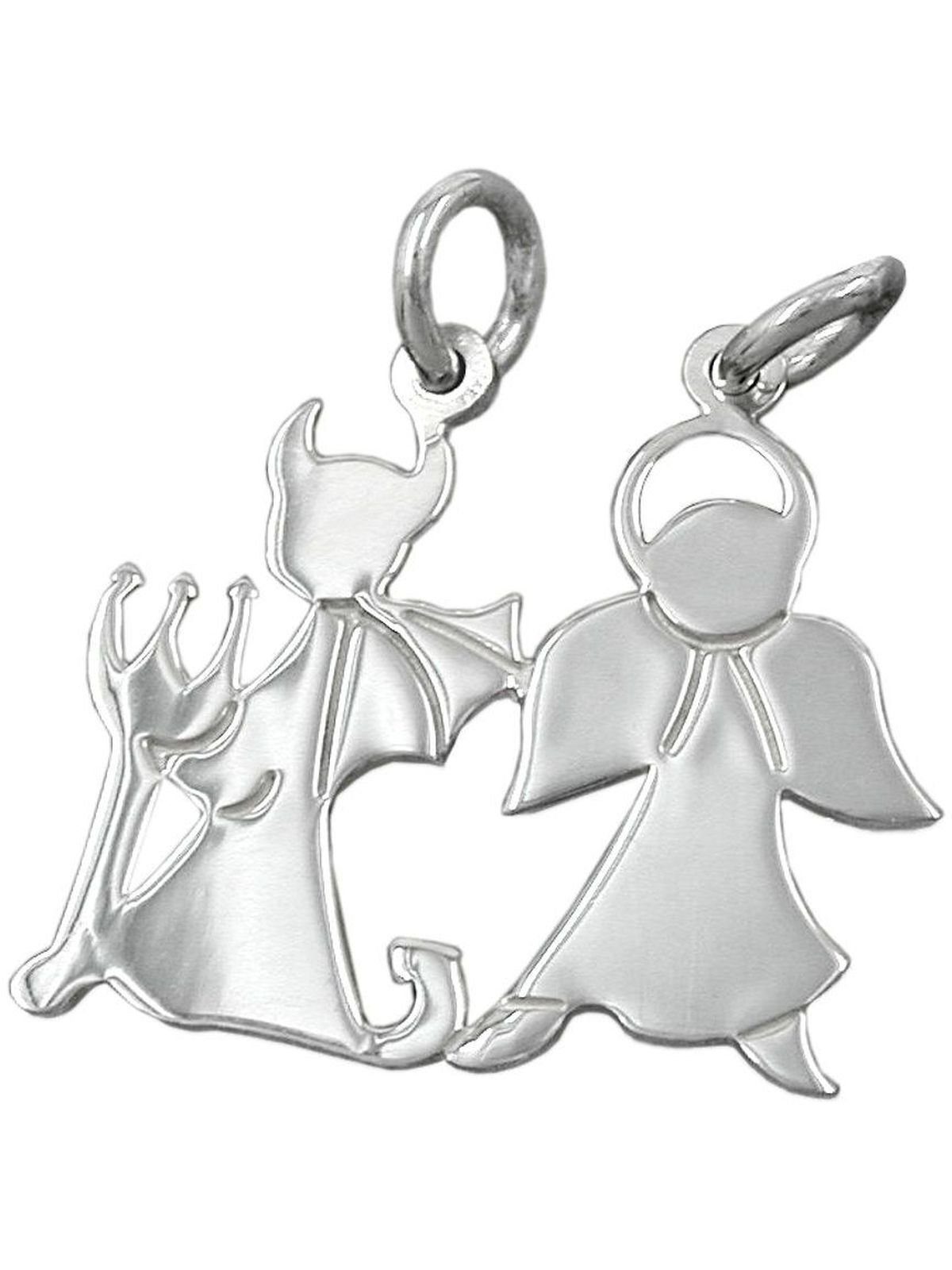 Gallay Kettenanhänger 19x20mm Doppelanhänger Engel und Teufel glänzend Silber 925 (1-tlg)