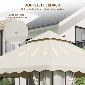 Outsunny Pavillon-Ersatzdach ca.3 x 3 m Pavilliondach für Garten, Ersatzbezug Doppel-Dach, 295 x 295 cm, Mit UV-Beschichtung