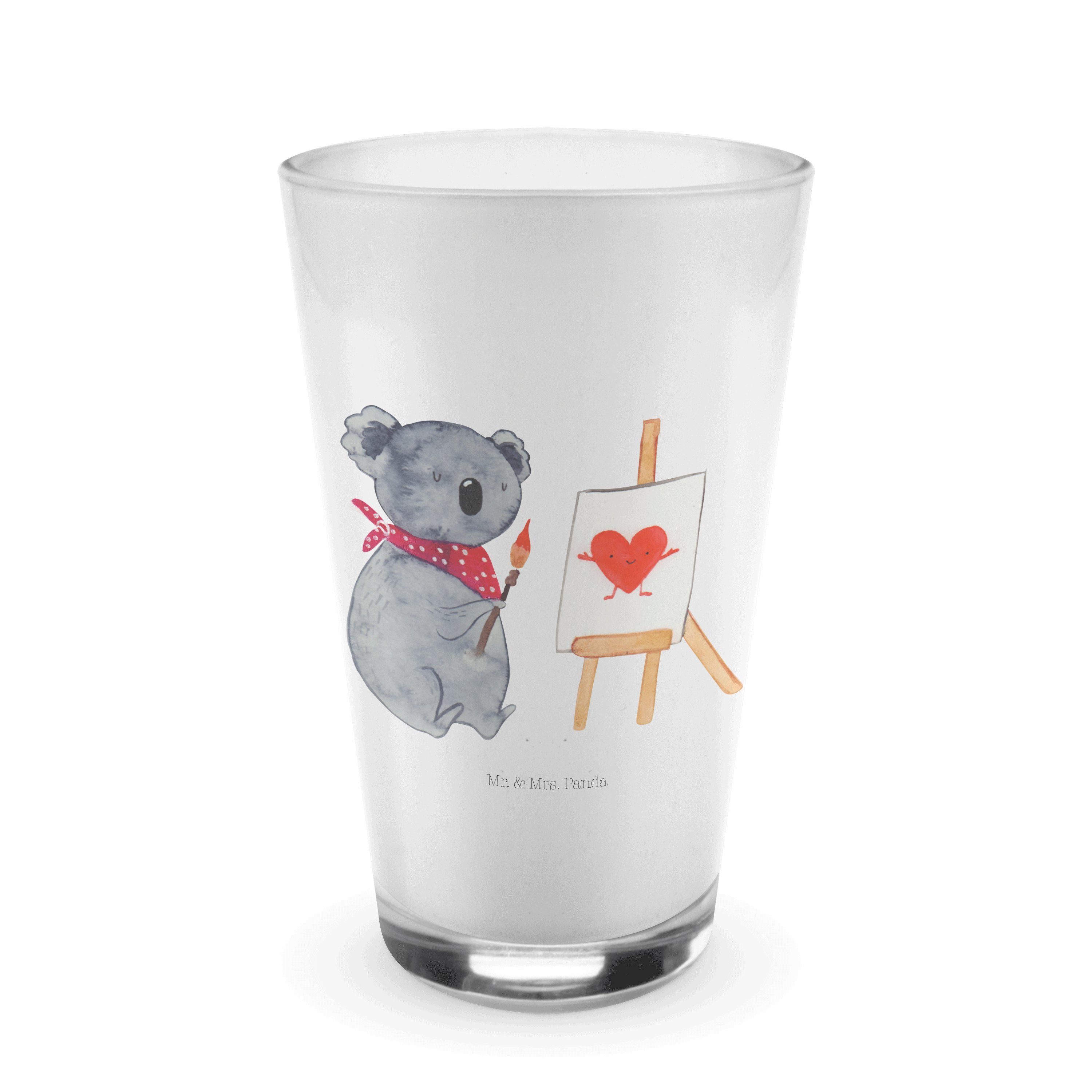 Macchiato, Künstler Latte Mrs. Mr. - Glas Premium Panda Cappuccino, Koala - Geschenk, Glas & Transparent