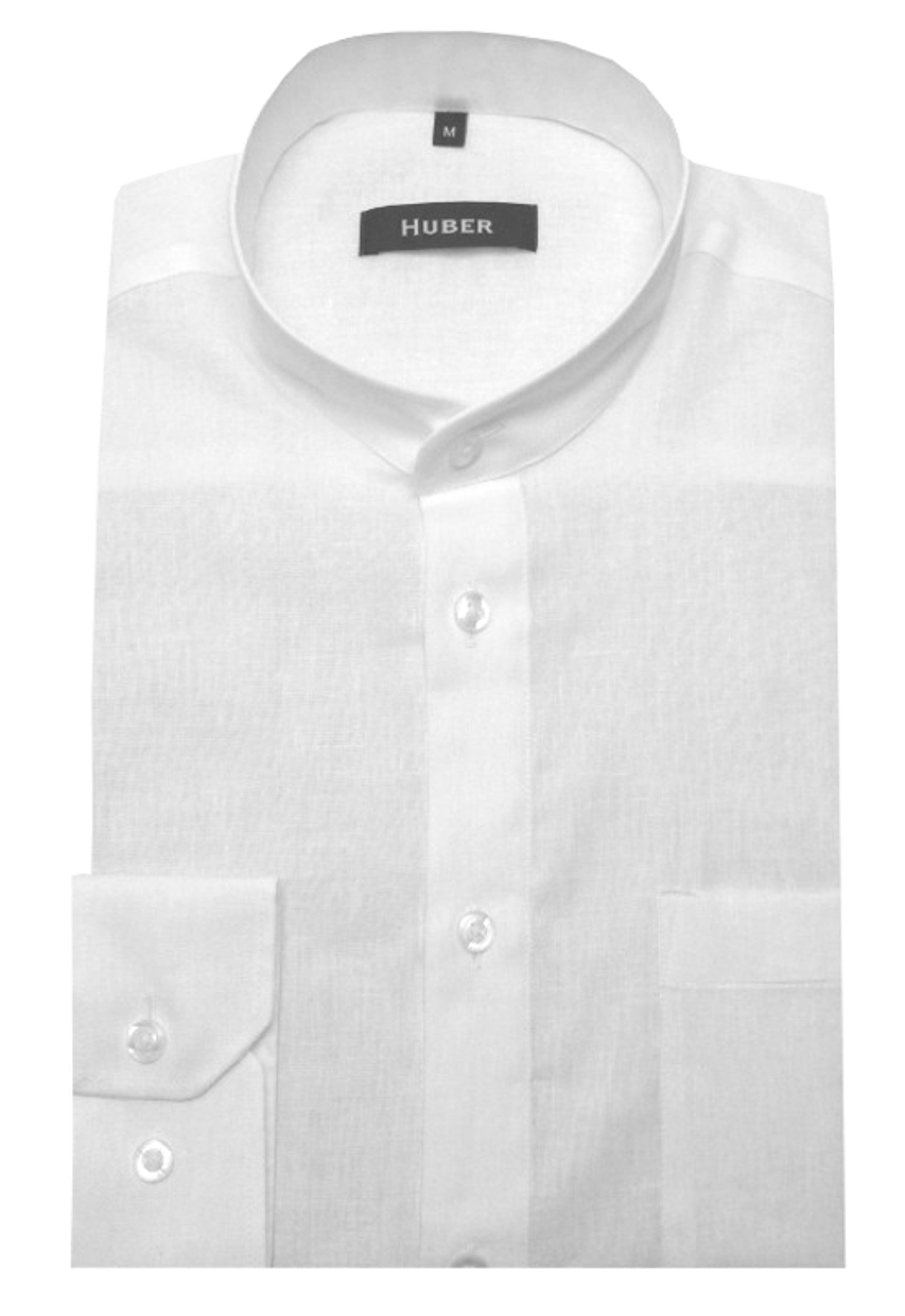 Huber Hemden Leinenhemd HU-0430 Stehkragen feines Leinen Regular Fit - gerader Schnitt, Made in EU