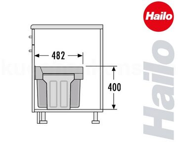 Hailo Einbaumülleimer Hailo Abfallsammler 3666811 TA Swing Tandem hg 2x 15 Liter