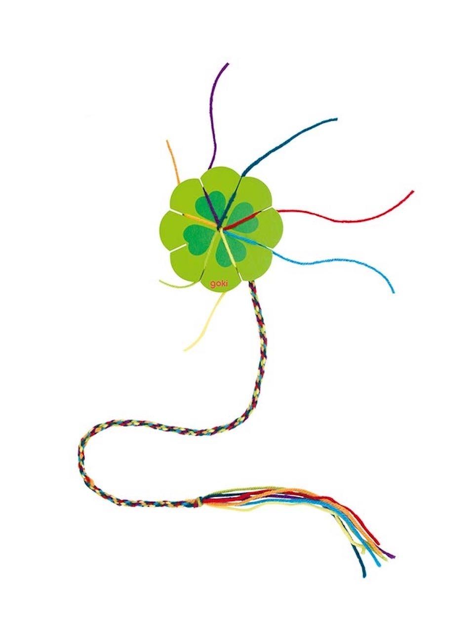 den und Wolle Strickblume Anleitung Freundschaftsbänder Strickklee mit Rot goki (1-tlg), stricken, Strickblume, für Kreativset für Anfang