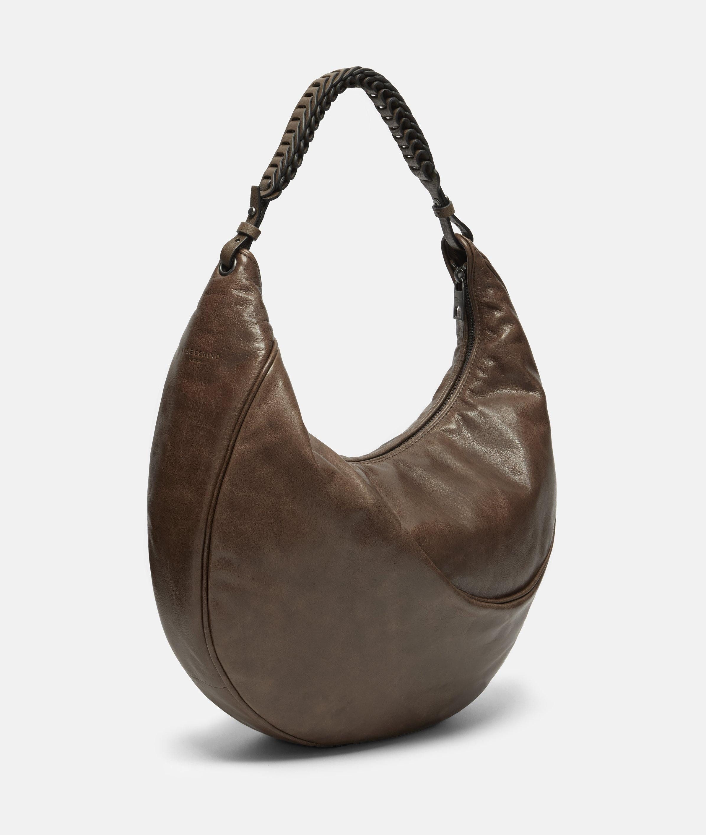 Liebeskind Berlin Schultertasche Luna Hobo M, Geräumige Hobo-Bag aus gewachstem Leder