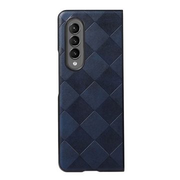 Wigento Handyhülle Für Samsung Galaxy Z Fold4 5G Waben Design Hart Cover Handy Tasche Hülle Etuis Blau