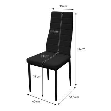 ML-DESIGN Essgruppe Esszimmergruppe Esszimmerstühle Esszimmergarnitur, 5-tlg für 4 Personen Schwarz Modern mit 4 Stühlen Tisch mit Glasplatte