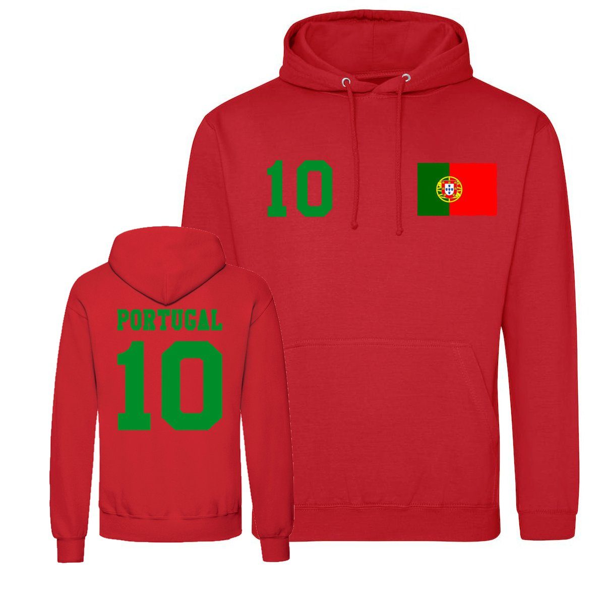 Kapuzenpullover Portugal Herren Hoodie Pullover im Fußball Trikot Look