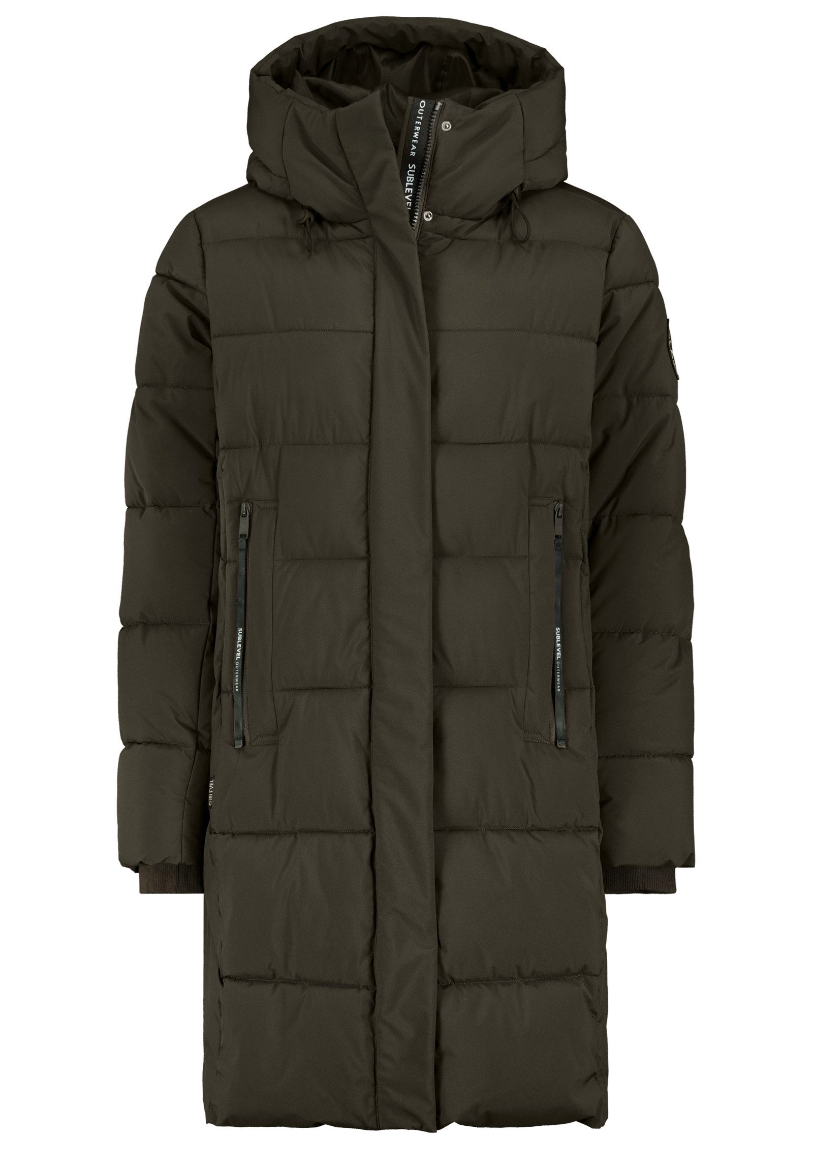 SUBLEVEL Wintermantel Damen Wintermantel gesteppt mit Kapuze, wattiert, Leistentaschen
