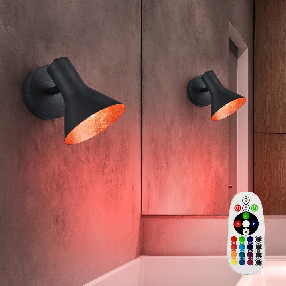 etc-shop LED Wandleuchte, Leuchtmittel inklusive, Warmweiß, Farbwechsel, Retro Decken Lampe beweglich Fernbedienung Ess Zimmer Spot