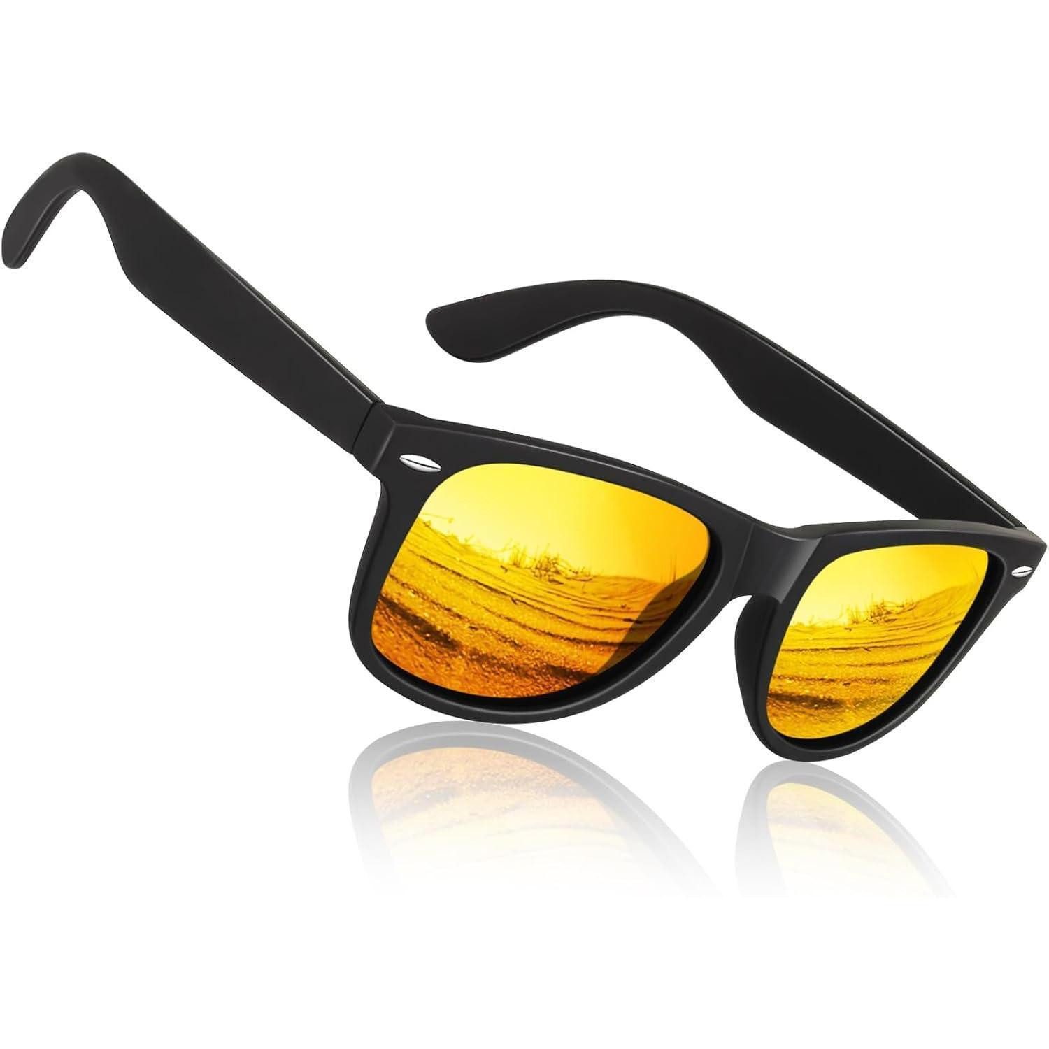 LuxusKollektion Retrosonnenbrille Sonnenbrille Herren Schwarz Rahmen Verspiegelte Orange Linse