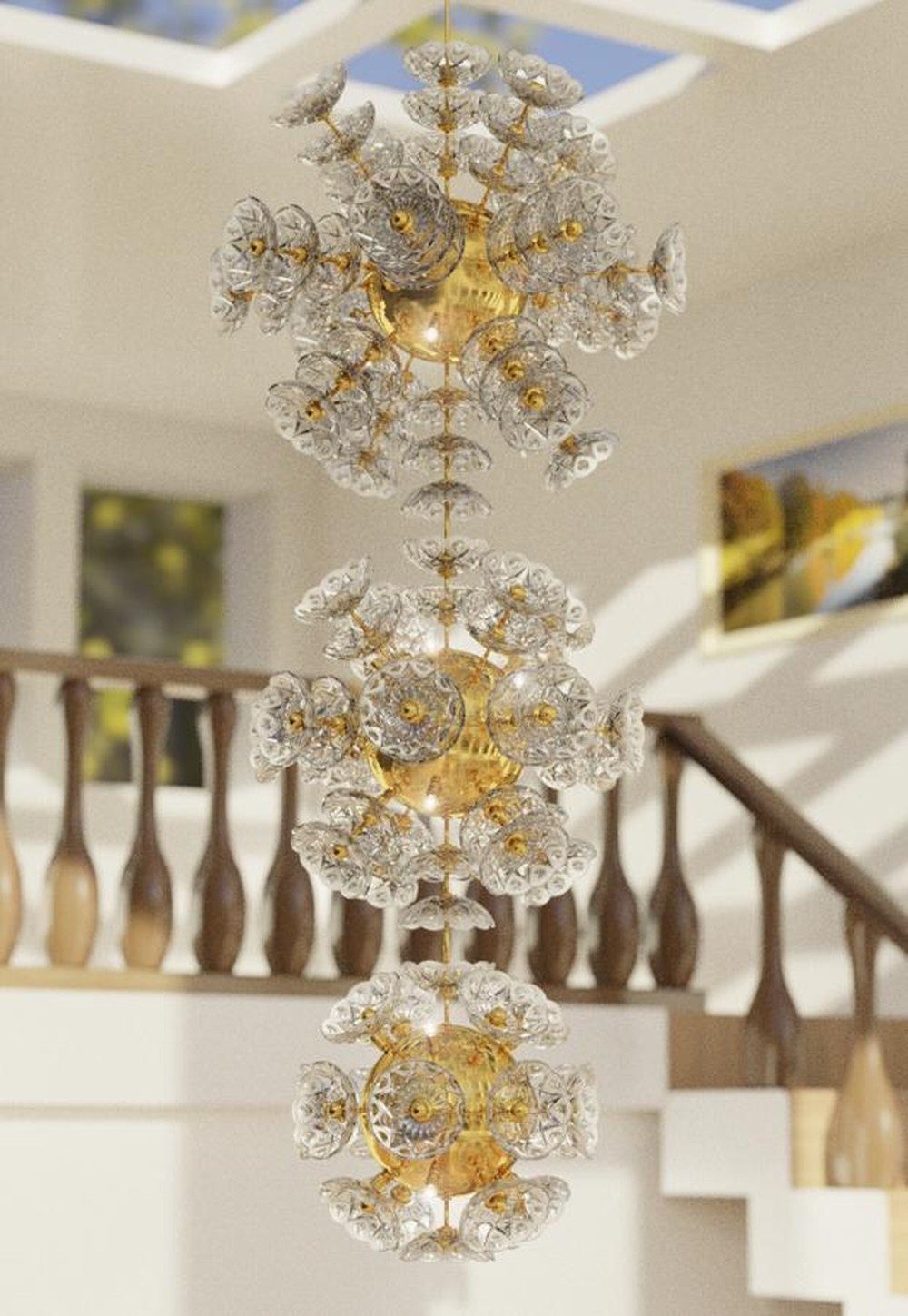 JVmoebel Hängeleuchte Kristall Deckenleuchte Bohemia Flower in elegantem Design, Warmweiß, Made in Europa