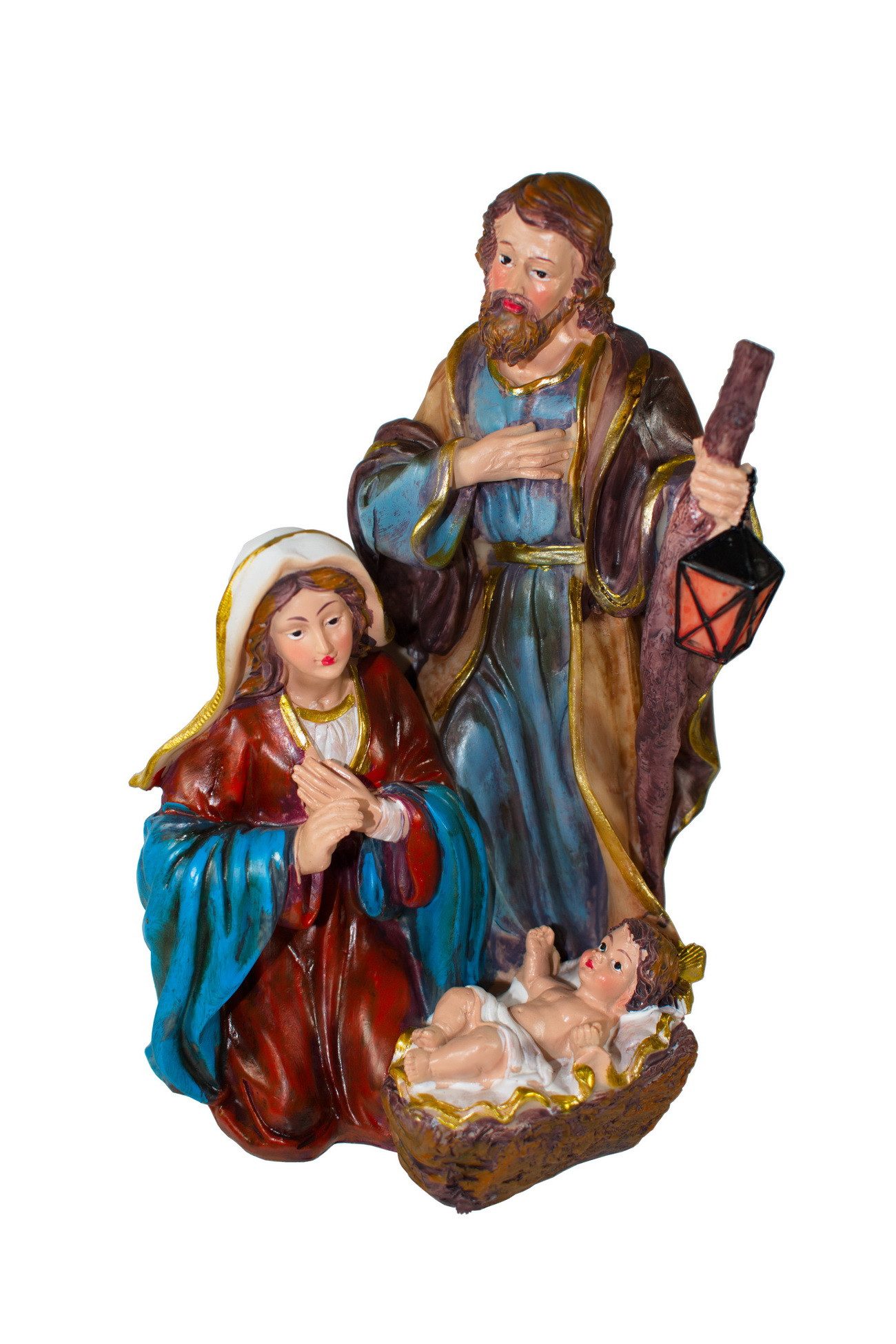 Kaufhaus le petit Krippenfigur Heilige Familie Maria Josef Jesus Kind Krippenfigur Figur Skulptur, Dekofigur, Dekoskulptur, Dekoobjekt aus Polyresin (Kunststein)