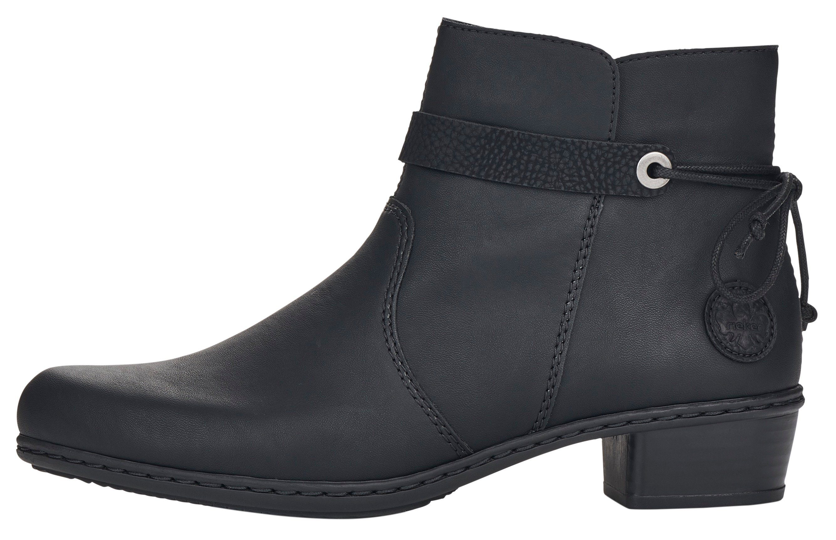 Rieker Stiefelette, Blockabsatz, Ankleboots mit Zierbändern