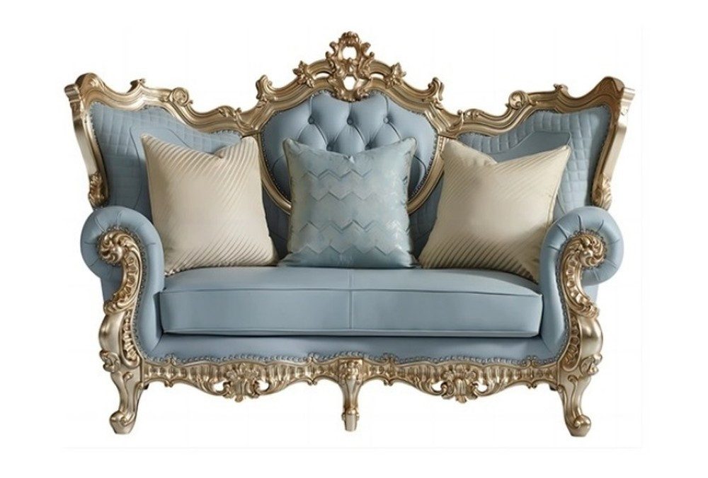 JVmoebel Chesterfield-Sofa Chesterfield 2-Sitzer Designer Blaue Wohnzimmer Couch, 1 Teile, Made in Europa