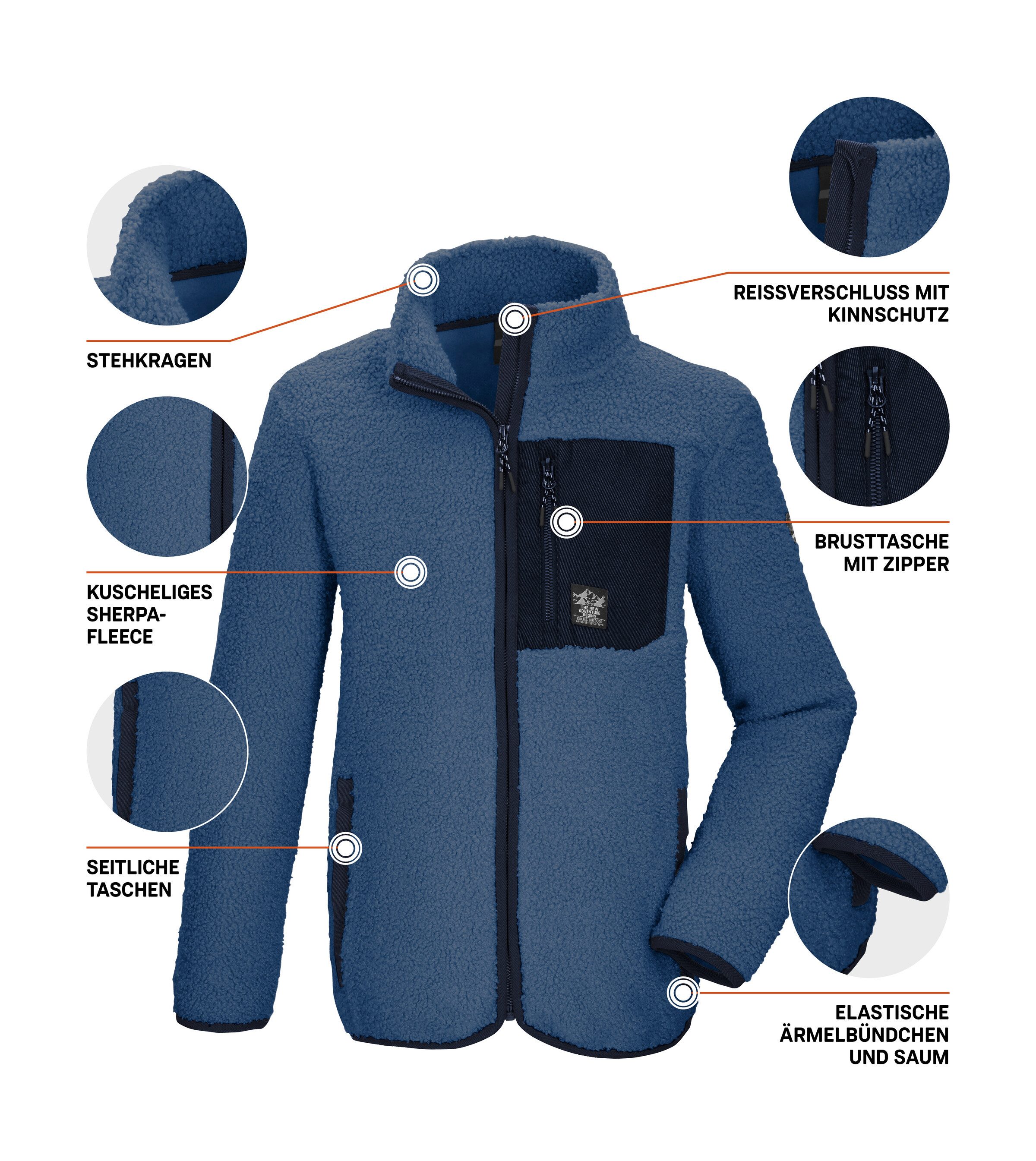 Killtec Fleecejacke KOW 144 BYS FLC JCKT Weiche Sherpa Fleecejacke mit Kinnschutz und Stauraum – Bild 5 von 5