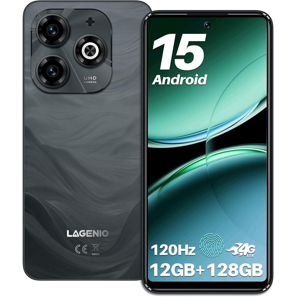 LAGENIO A11 6,7" 120 Hz HD+ Display Kratzfest 5150 mAh 12GB RAM + 128GB Smartphone (13 MP Kamera, lange Akkulaufzeit, 120 Hz Display, Handy mit Android 15, ohne Vertrag)