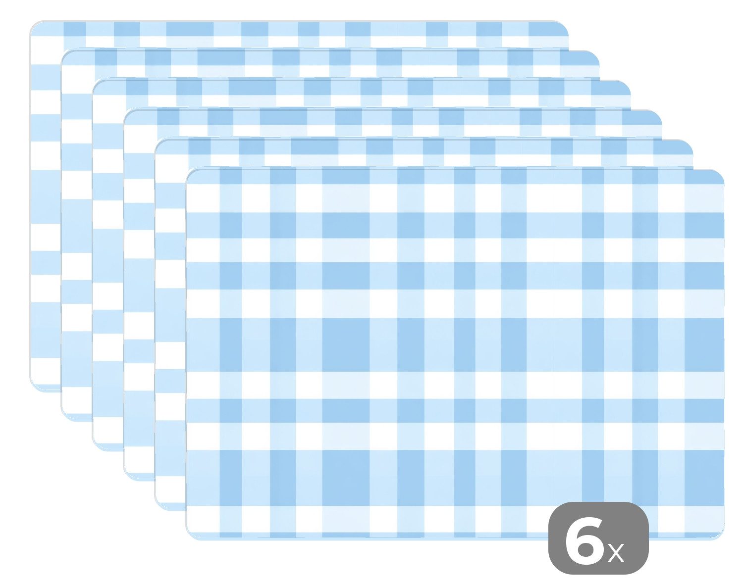 MuchoWow Platzset Kariert - Muster - Blau, (6-St), Platzsets, Tischset, Abwaschbar, Tischsets, Platzdeckchen