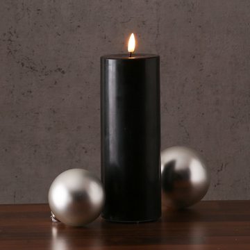 Deluxe Homeart LED-Kerze MIA Echtwachs Deluxe Wachsspiegel flackernd H: 20cm D: 7,5cm schwarz