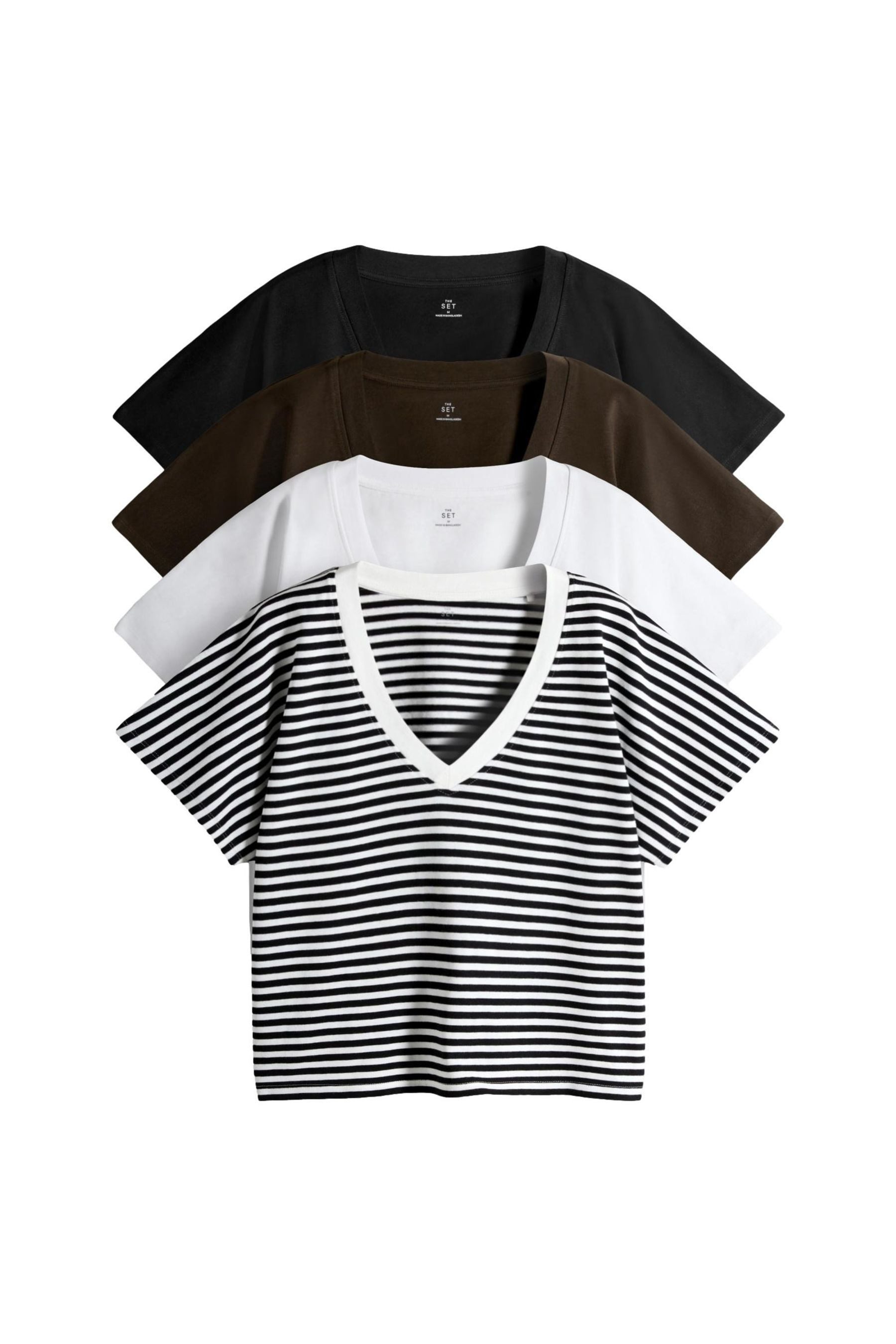 The Set V-Shirt The Set Kurzarm-T-Shirts, V-Ausschnitt, 4er-Pack (4-tlg) günstig online kaufen