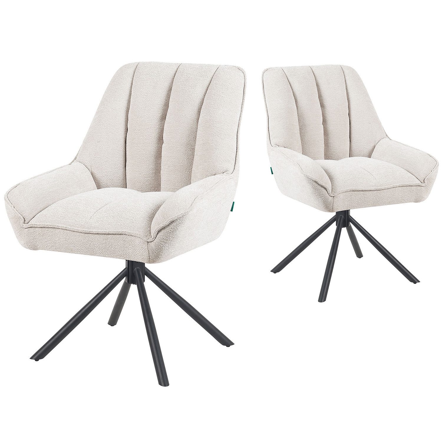 DUBI Möbel Polsterstuhl Mika-Mira, Federkern, pulverbeschichtet, 360° drehbar im 2er-Set