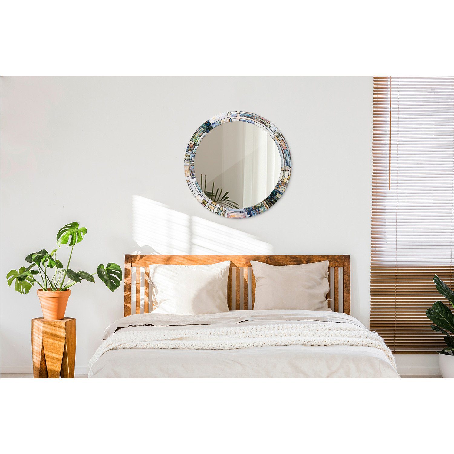 Tulup Dekospiegel mit Aufdruck Badezimmerspiegel Wandspiegel Rundspiegel Ru günstig online kaufen