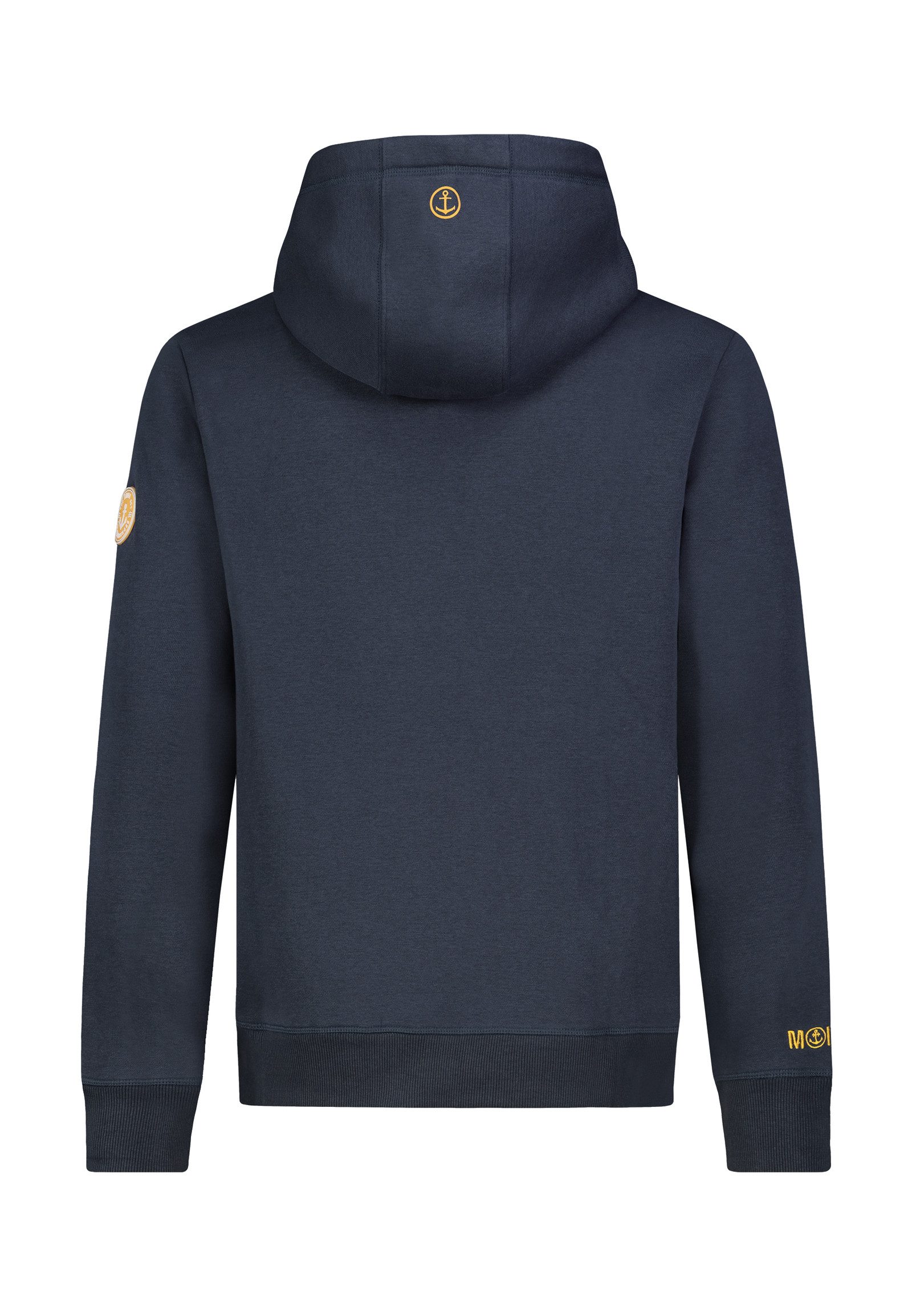 Eight2Nine Kapuzensweatjacke Herren Sweatjacke mit Mini Küstenprint Sweatshirtjacke, Kapuzenpullover