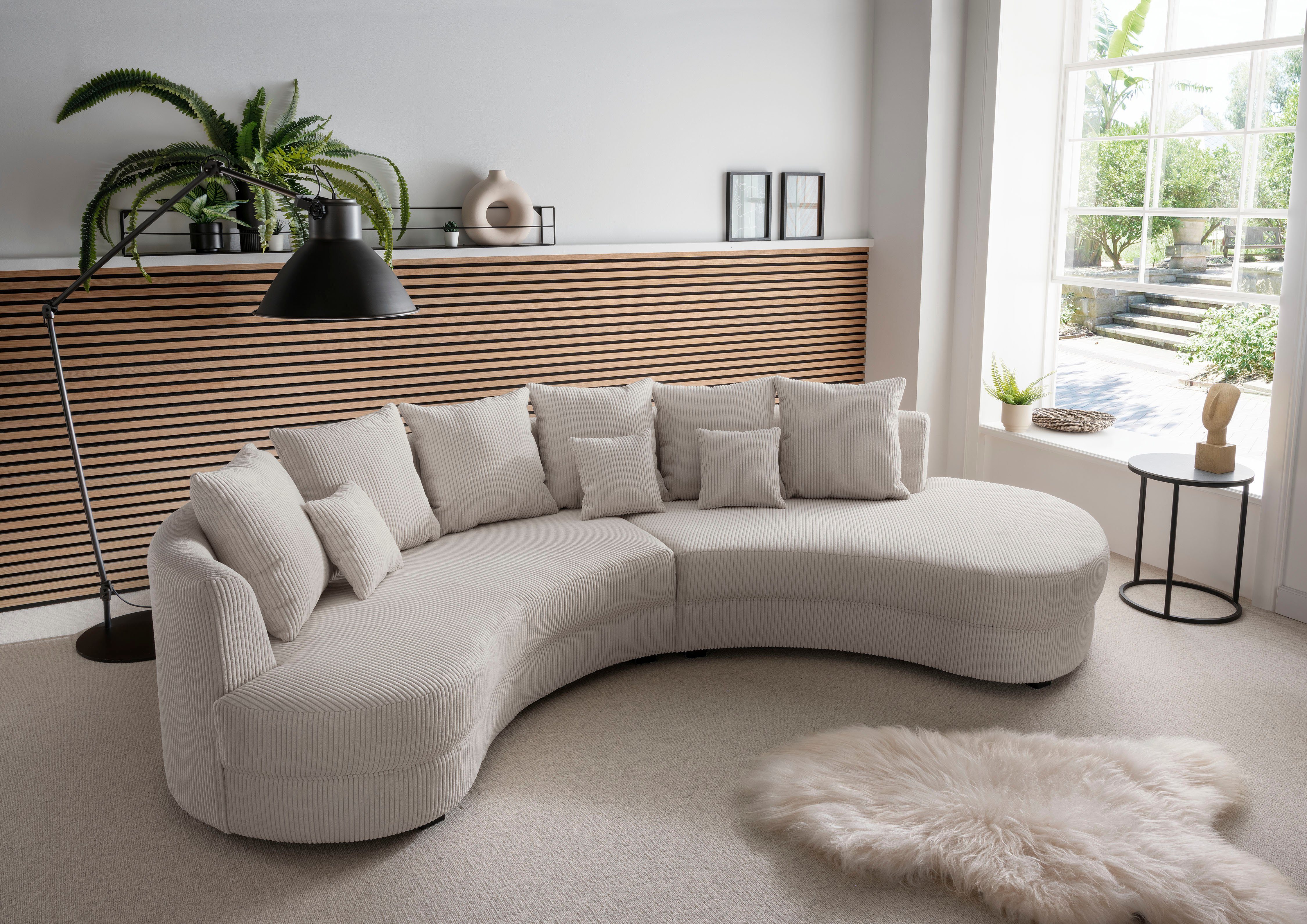 Home affaire Ecksofa Limoncello modern & bequem, organische Formensprache, zwei verschiedene Fußfarben wählbar
