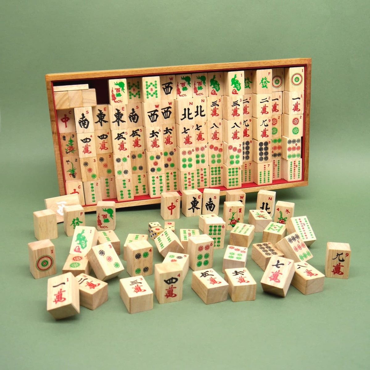 ROMBOL Denkspiele Spiel MAHJONG - chinesisches Gesellschaftsspiel, Strategiespiel, Holzspiel