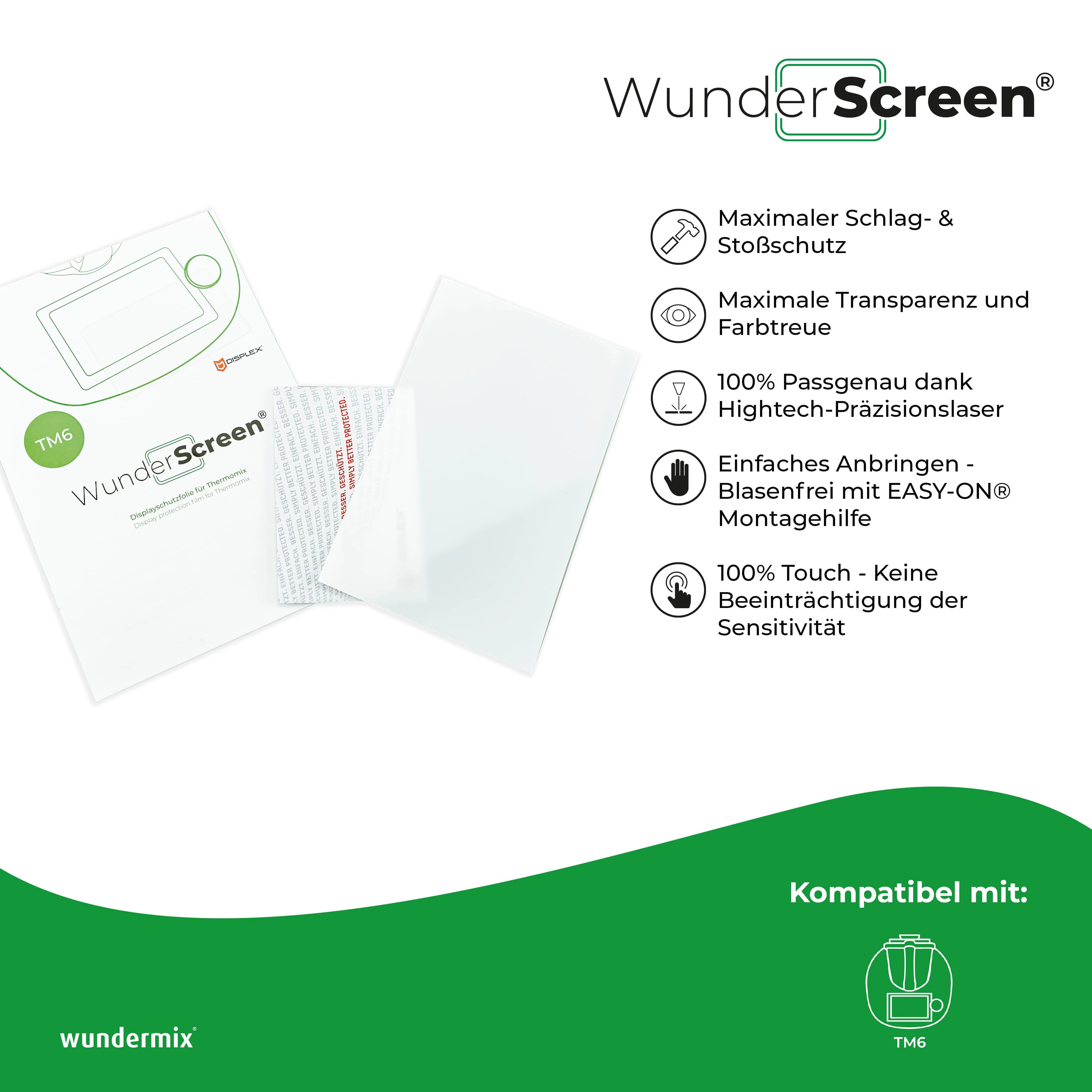 Wundermix Küchenmaschinen Zubehör-Set WunderScreen® Hybrid-Glas Displayschutz für Thermomix, Zubehör für TM6
