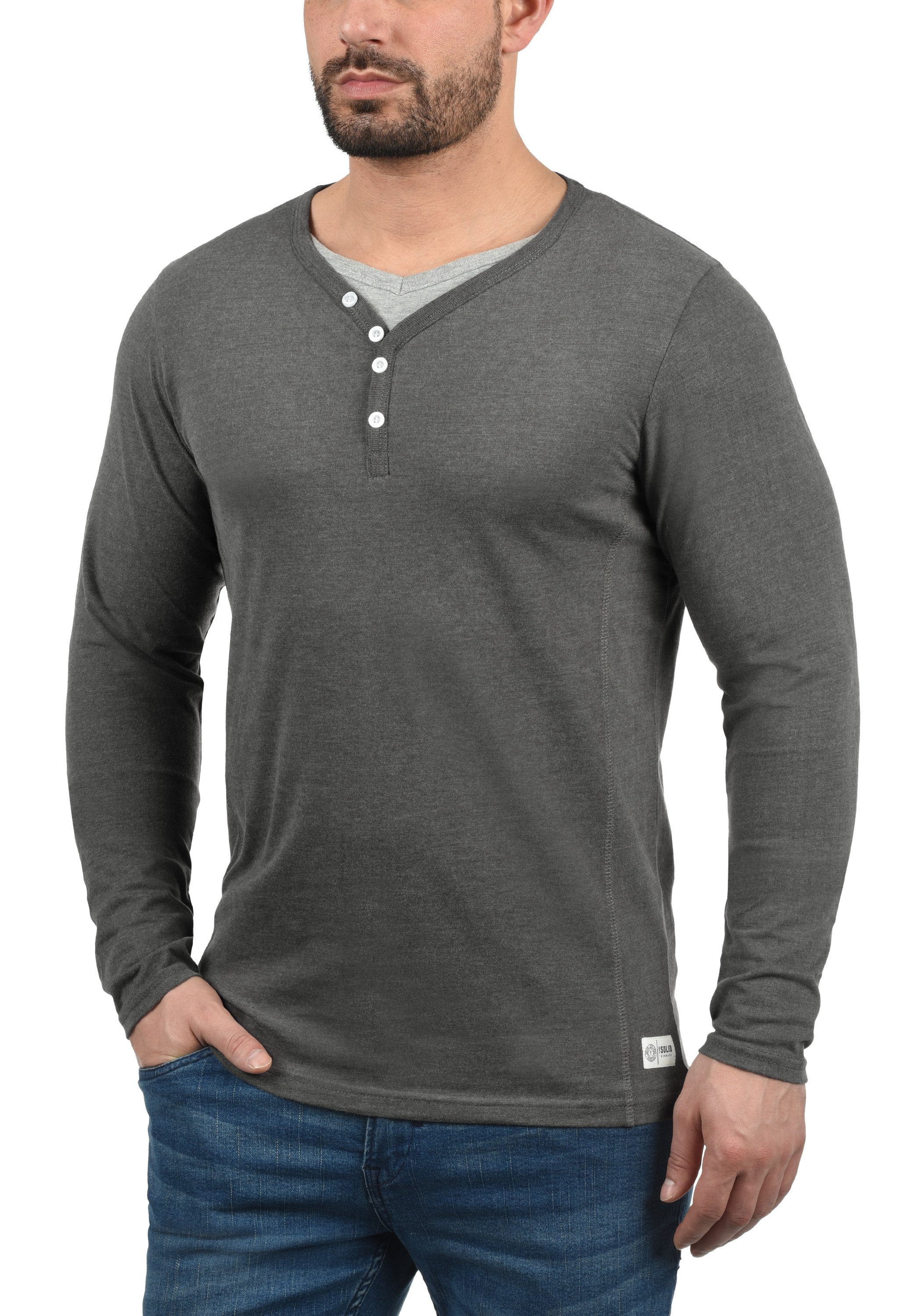Med Look Grey SDDoriano Langarmshirt Longsleeve !Solid Double-Layer (8254) im M