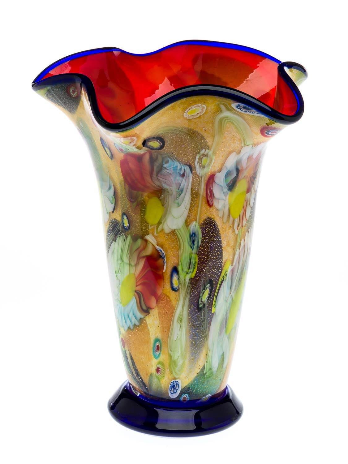 Aubaho Dekoobjekt Glasvase 4,8kg Glas Vase Italien Murano Stil Höhe 37cm schwere Tischva