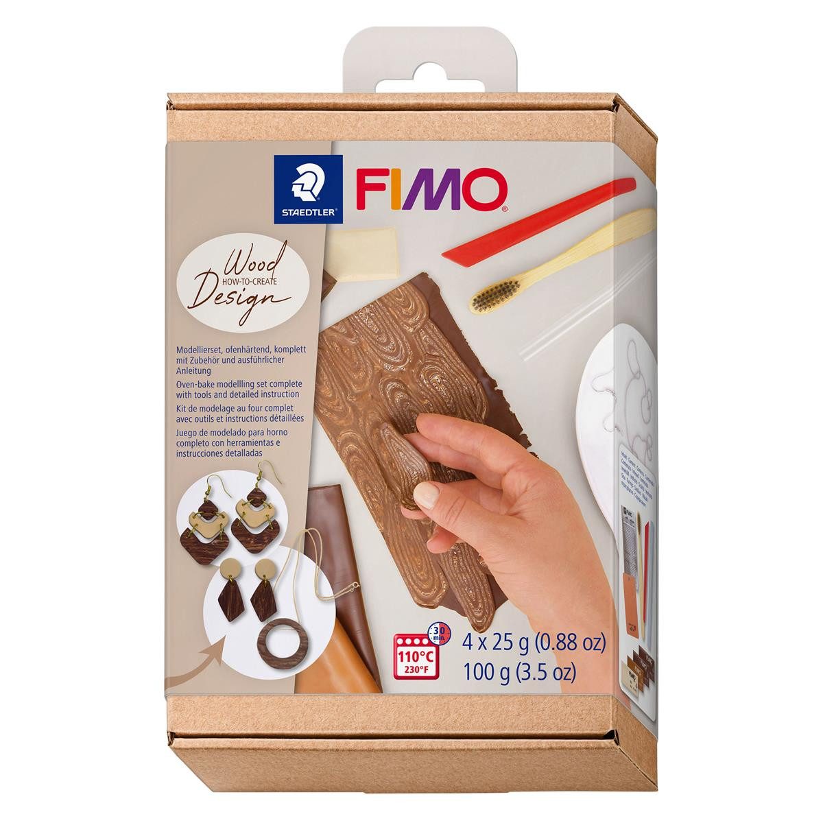 STAEDTLER Modelliermasse STAEDTLER FIMO Modeliermasse Holzeffect - Ofenhärtend - 9 Teiliges Set