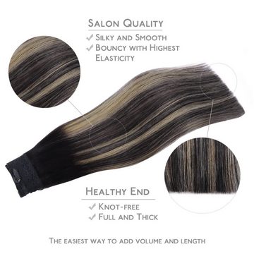 Wennalife Echthaar-Extension Draht-Haarverlängerungen, natürliche schwarze bis hellblonde