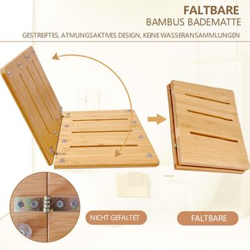 Badematte Rutschfeste Badematte, faltbar, Bambus Badematte, 60X45cm WAOHO, Höhe 15 mm