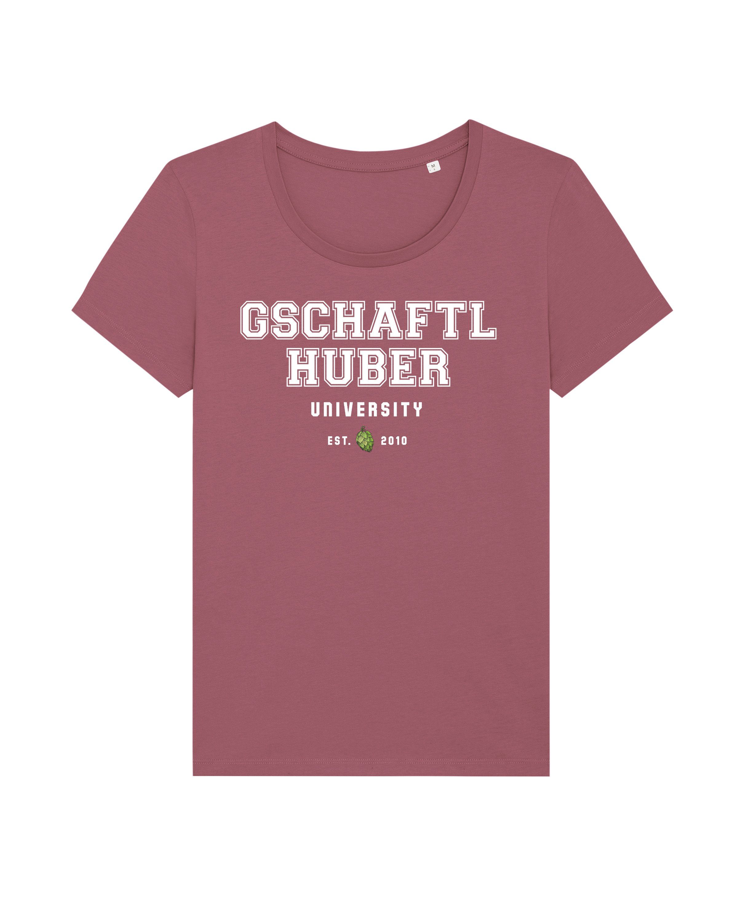 wat? Apparel Print-Shirt Gschaftlhuber University (1-tlg) Hibiscus Rose