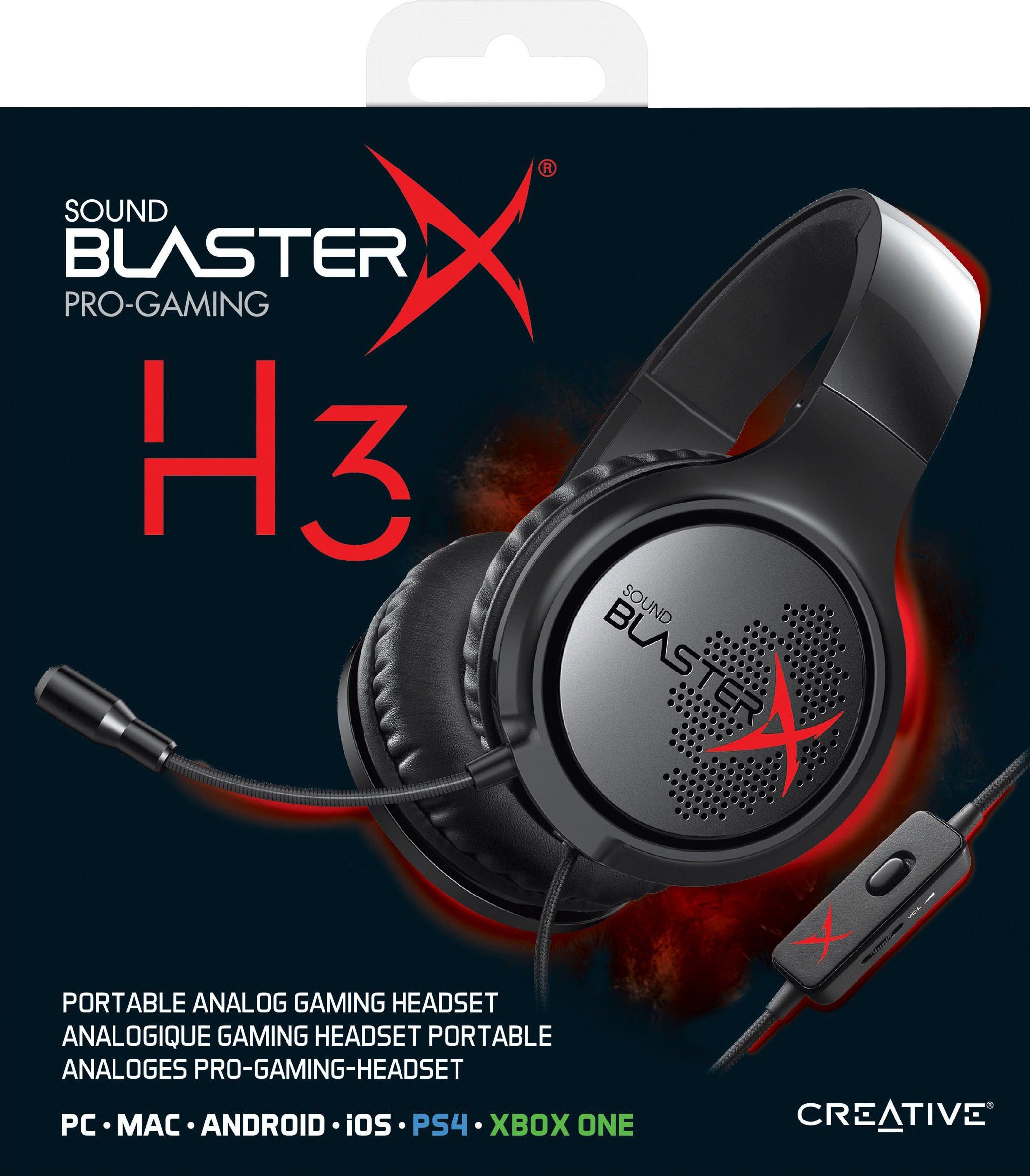 Creative Sound BlasterX H3 für Gaming-Headset abnehmbar, und Rauschunterdrückung, One) PC, (Mikrofon XBOX PS4